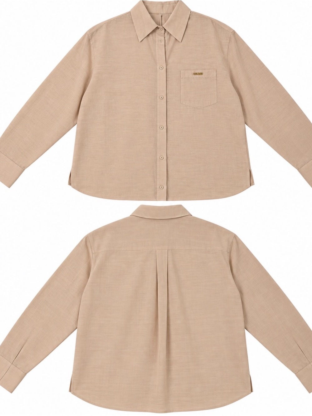 Selkie Casual Button-Up Shirt in Beige